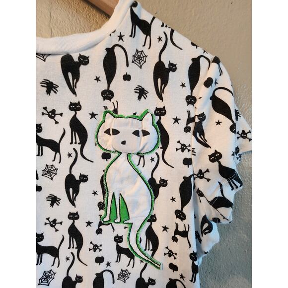 Lite Wear SZ XL Halloween Mid Century Black Cat T-Shirt Women's - Picture 3 of 8